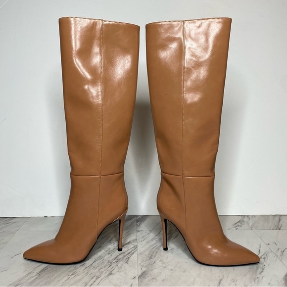 Jeffery Campbell Pointy Toe Tan Faux Leather Tall Boot 5 1/2 - Picture 7 of 15